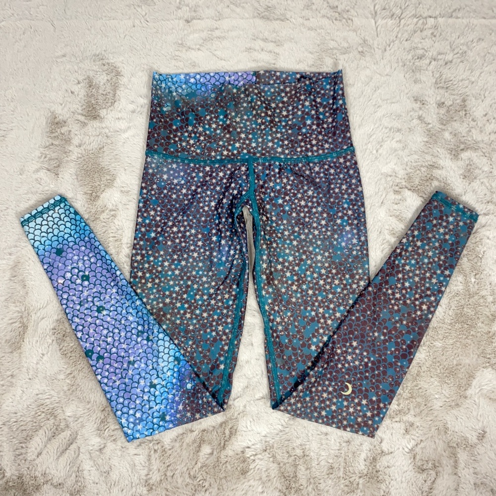 TEEKI Mermaid Fairy Queen Stars Leggings Pants sz XS Blue, Brown, Purple Yoga